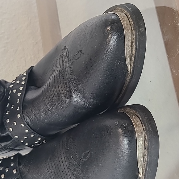 Shyanne black leather slouch cowboy boots size 9.5 - Picture 3 of 12